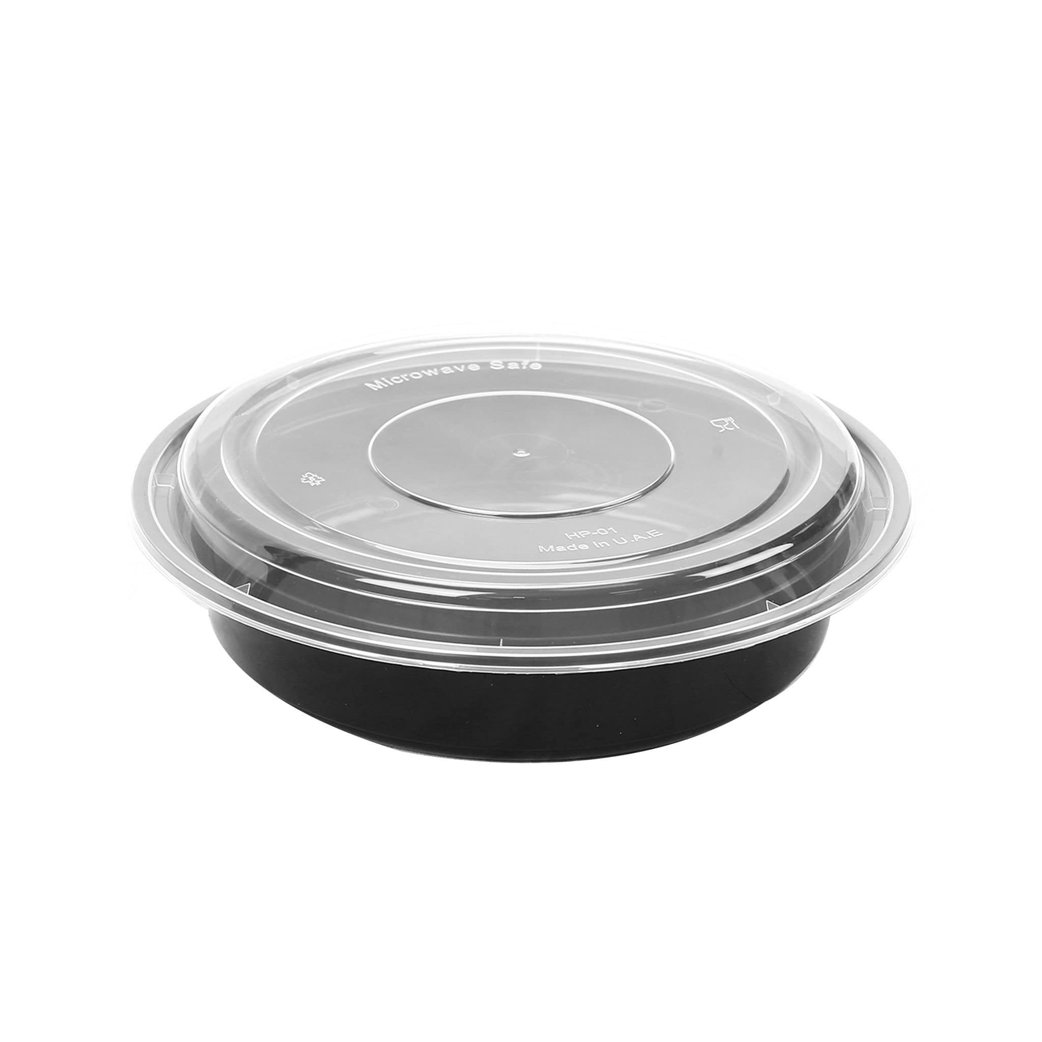 Black Base Round Container 48 oz 300 Pieces - Hotpack Global