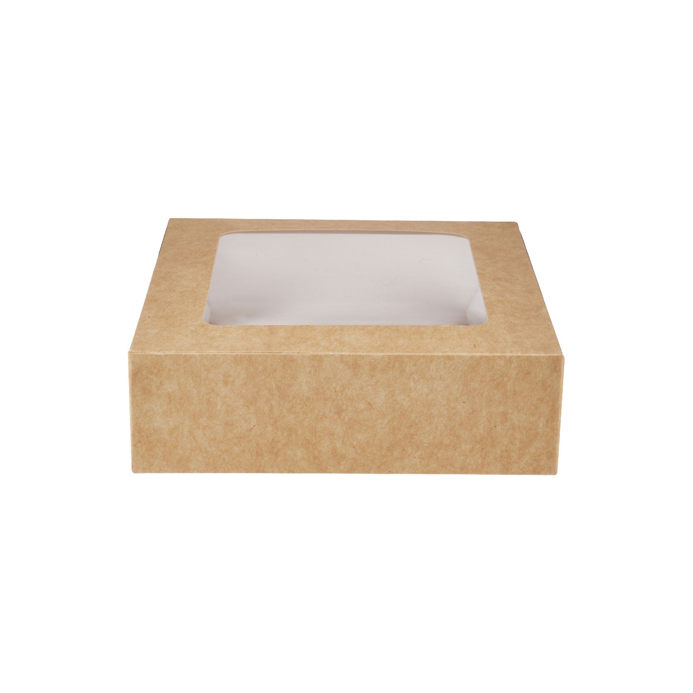 KRAFT SQUARE SALAD BOX 125 x 125 MM WITH WINDOW 250 Pieces - Hotpack Global