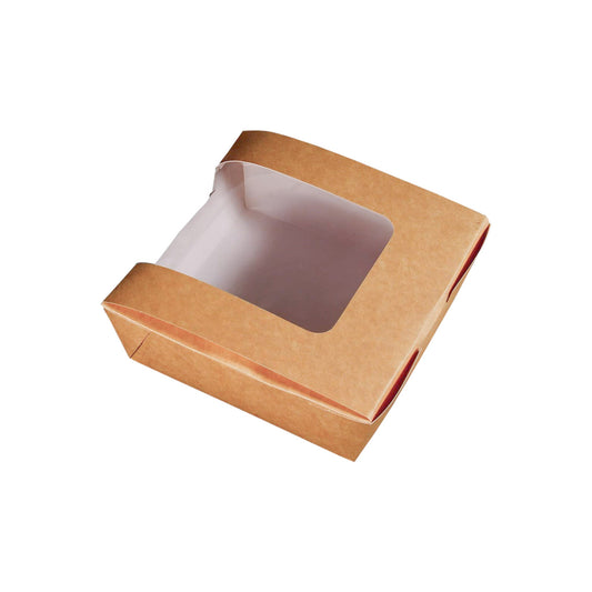 Kraft box with wider window 13x13 cm 250 Pieces - Hotpack Global