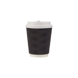 8 Oz Zig Zag Ripple Paper Cup With Lid 10 Pieces