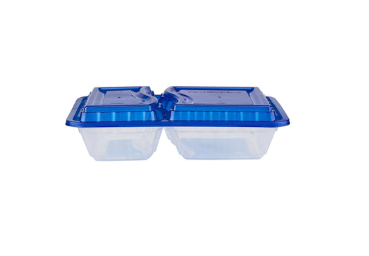 2 Compartment Clear Microwavable Container with Lid