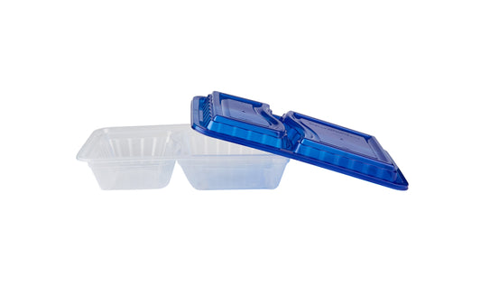 2 Compartment Clear Microwavable Container with Lid