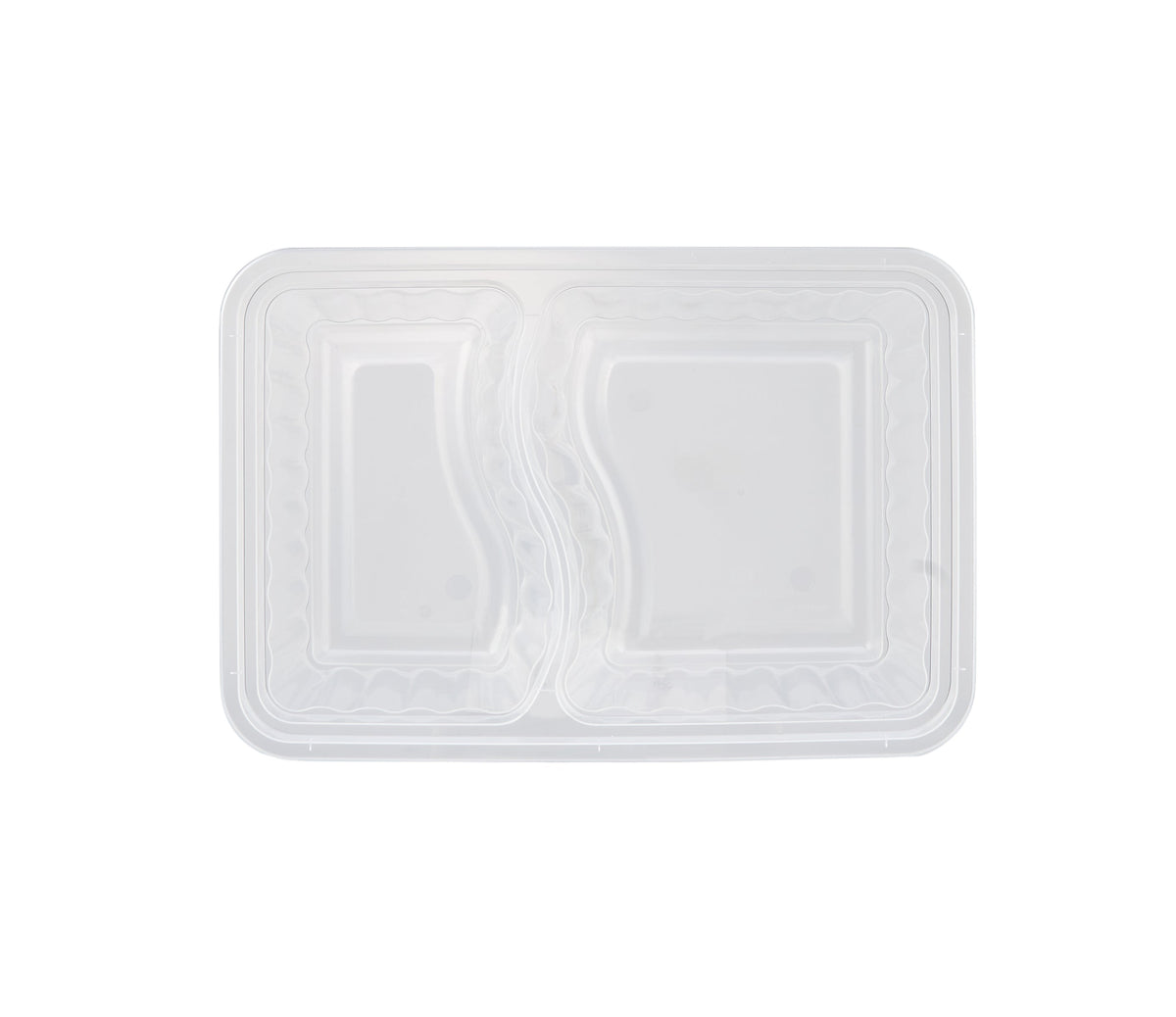 2 Compartment Clear Microwavable Container with Lid