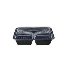 300 Pieces Black Base Rectangular Container 3 Compartments