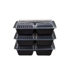 300 Pieces Black Base Rectangular Container 3 Compartments