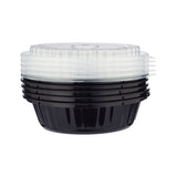 Black Base Round Ribbed Container with Lids 5  Pieces