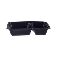 5 Pieces Black Base Rectangular Microwavable Compartment Container With Lids