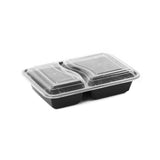 5 Pieces Black Base Rectangular Microwavable Compartment Container With Lids