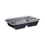 300 Pieces Black Base Rectangular 3-Compartment Container Lids Only