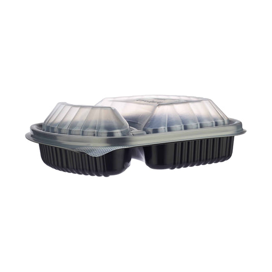 2 Pieces Black Base Rectangular 2-Compartment Container