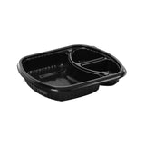 5 Pieces Black Base Rectangular 3-Compartment Container with Lid