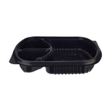 5 Pieces Black Base Rectangular 3-Compartment Container with Lid