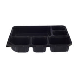 150 Pieces Black Base Rectangular 6-Compartment Container + Lids