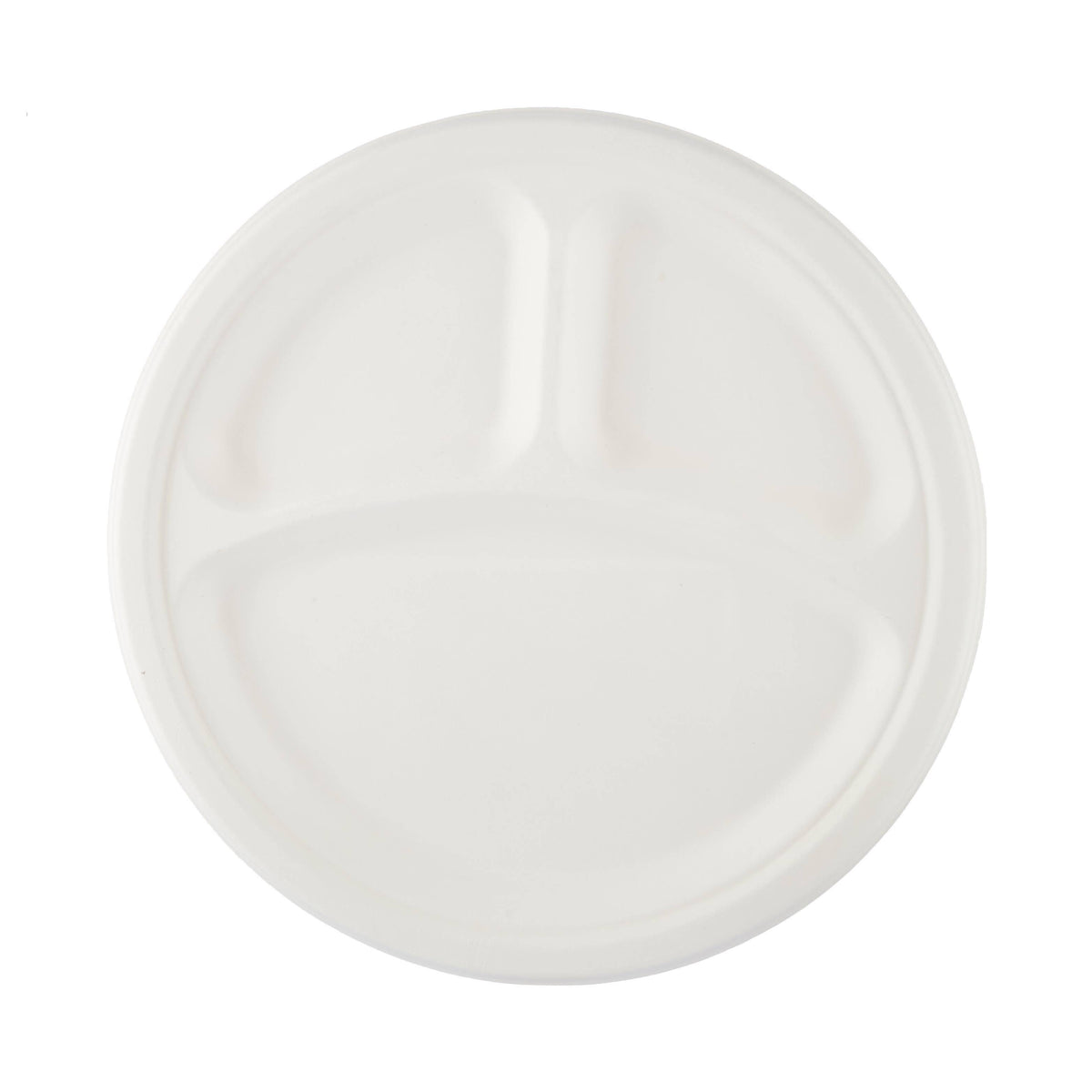 White Bio-Degradable 3-compartment Round Plate 10 Inch