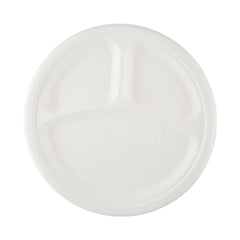 White Bio-Degradable 3-compartment Round Plate 10 Inch