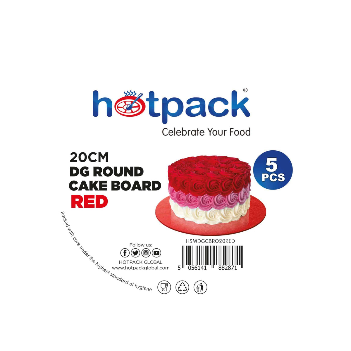 Red Round Cake Board 5 Pieces