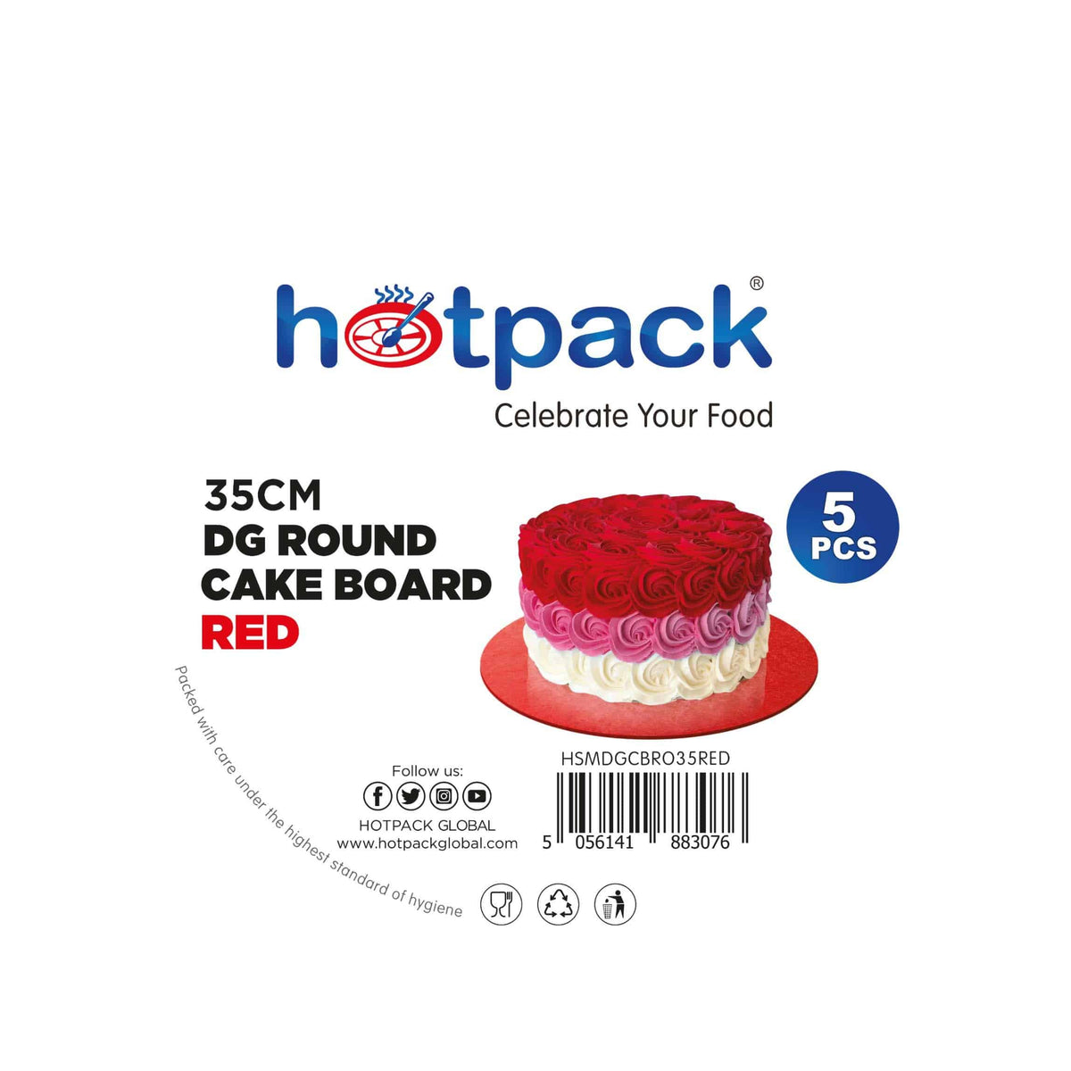 Red Round Cake Board 5 Pieces