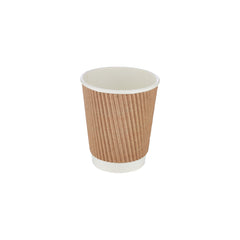 8 Oz Kraft Ripple Paper Cup With Lid 10 Pieces