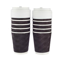 8 Oz Zig Zag Ripple Paper Cup With Lid 10 Pieces