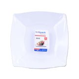 10 Pieces White Square Plate With Silver Rims 10 inch