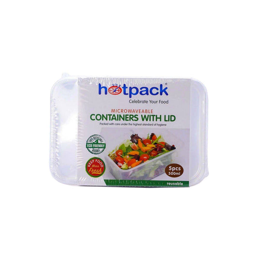 Microwave Food Container 500 ml With Lid 5 Pieces