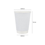 12 Oz White Ripple Paper Cup With Lid 10 Pieces