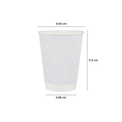 12 Oz White Ripple Paper Cup With Lid 10 Pieces