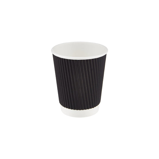 500 Pieces 8 Oz Black Ripple Wrap Cup