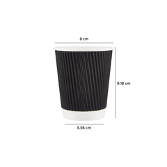 500 Pieces 8 Oz Black Ripple Wrap Cup