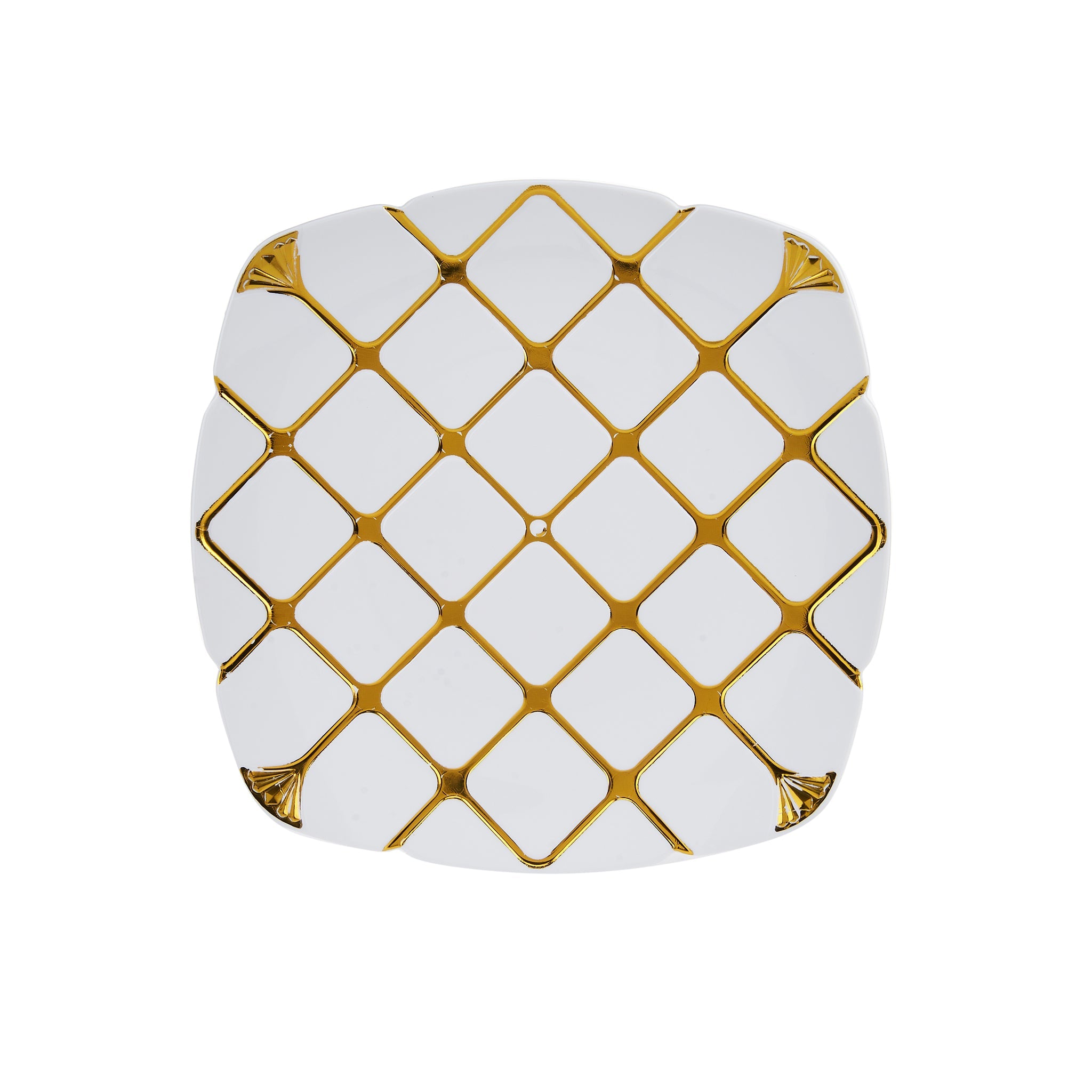 10 Inch White Square Plate With Silver Rim Design 10 Pieces