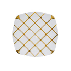 10 Inch White Square Plate With Silver Rim Design 10 Pieces