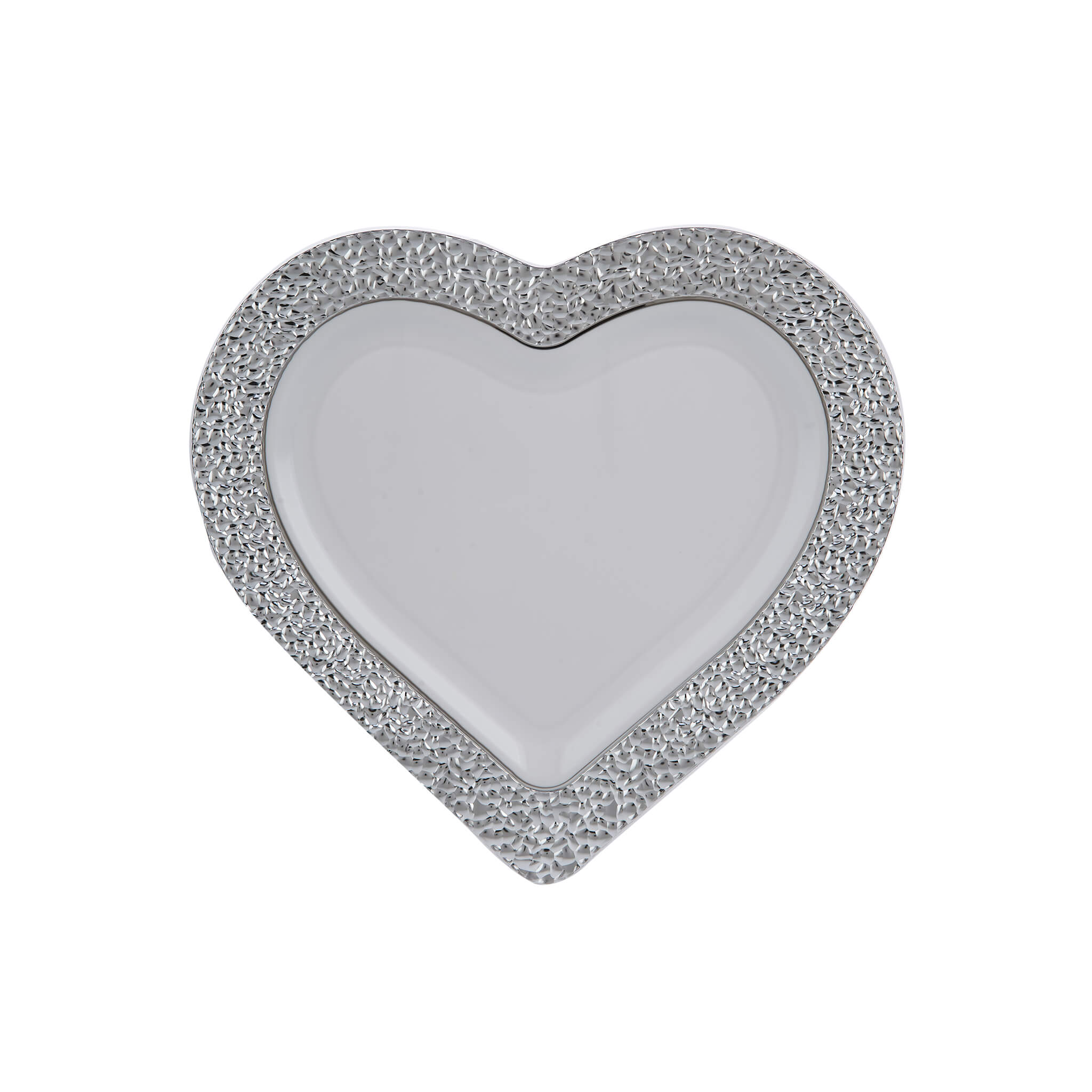 Premium Design Heart Plate with Silver Rim 10 Pieces