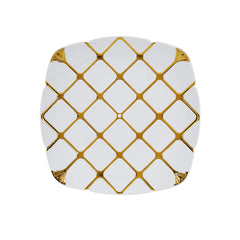 10 Inch White Square Plate With Silver Rim Design 10 Pieces