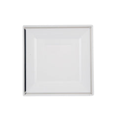 10 Pieces White Square Plate With Silver Rim Design