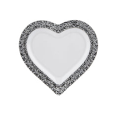 Premium Design Heart Plate with Silver Rim 10 Pieces