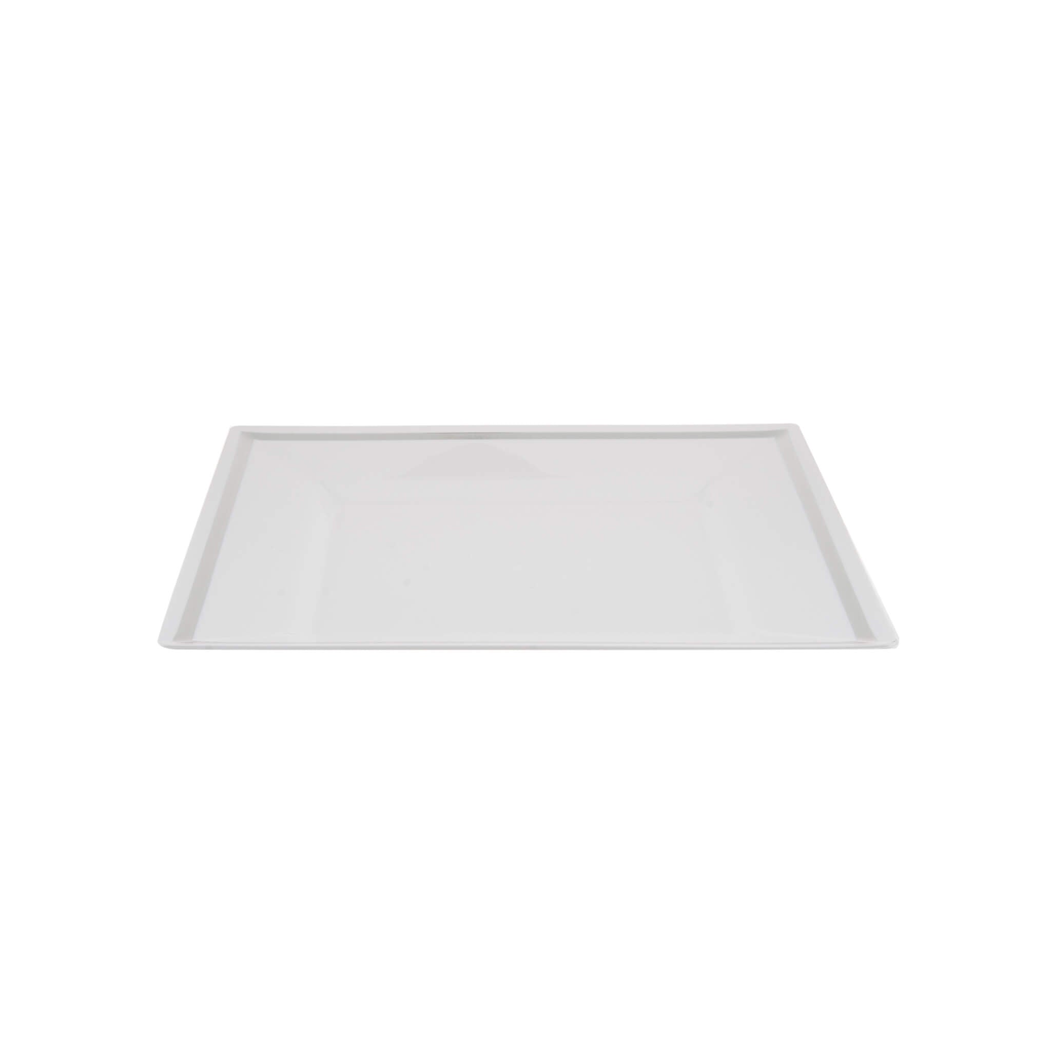 10 Pieces White Square Plate With Silver Rim Design