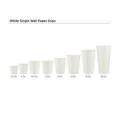 50 Pieces Heavy Duty White Single Wall Paper Cups