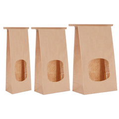 Tin tie Brown Paper Bag with Window 15.5 x 7 x 24 Cm