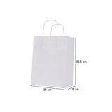 250 Pieces Paper Bag White Twist Handle 34x18x33.5 Cm