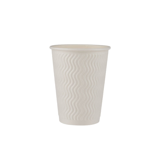 12 Oz White Embossed Paper Cup With Lid 10 Pieces