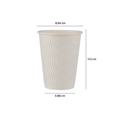 12 Oz White Embossed Paper Cup With Lid 10 Pieces