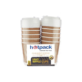 200 Pieces 12 Oz Kraft Ripple Paper Cup With Lid